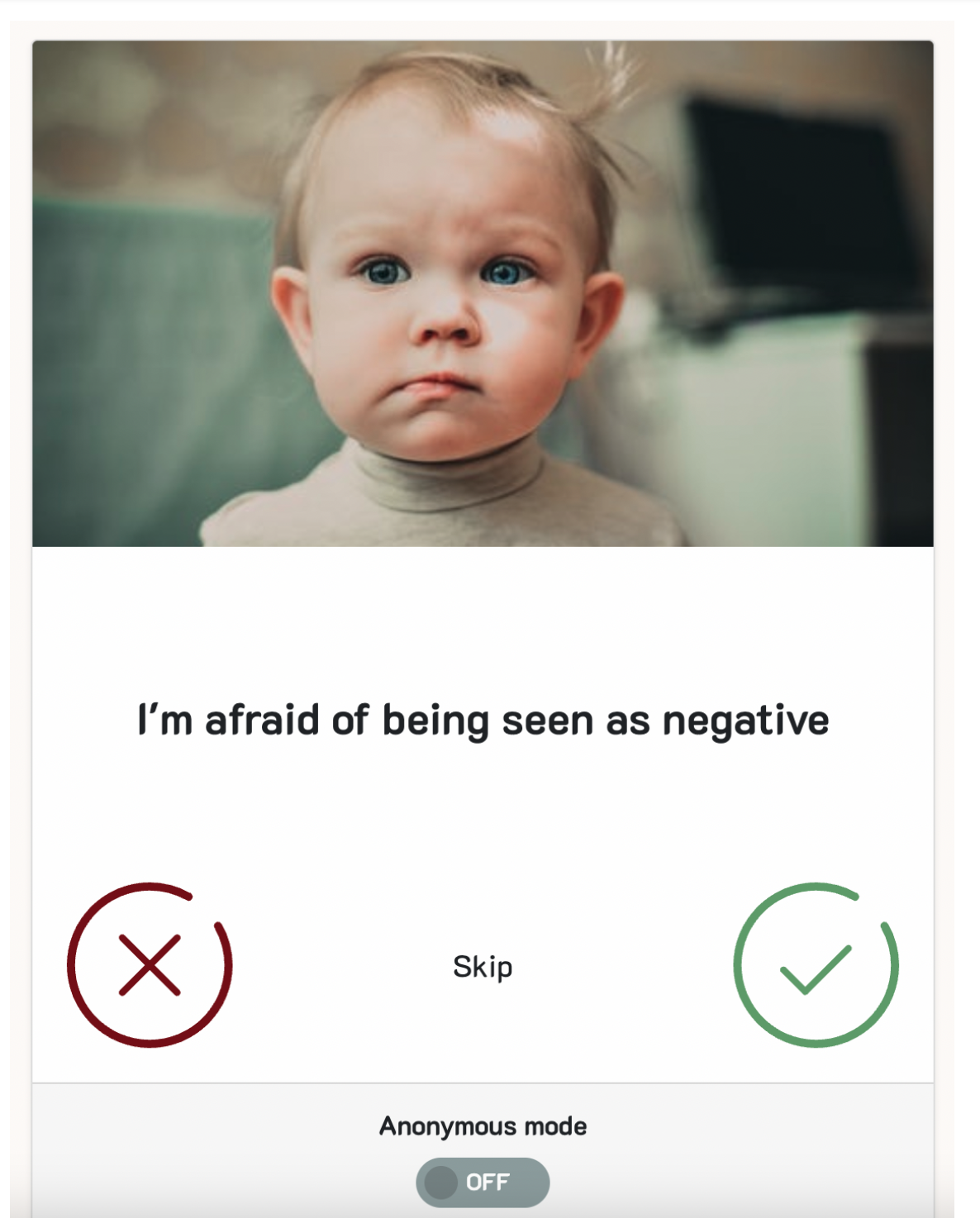 Question: Afraid of being seen as negative