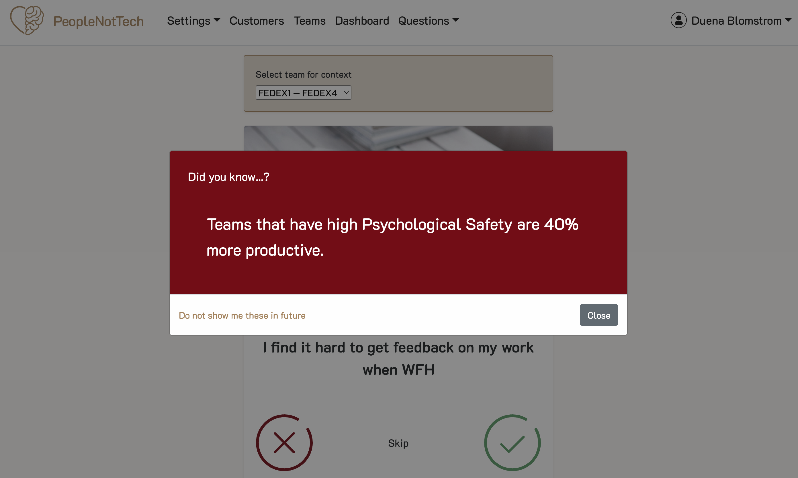 Team context selector
