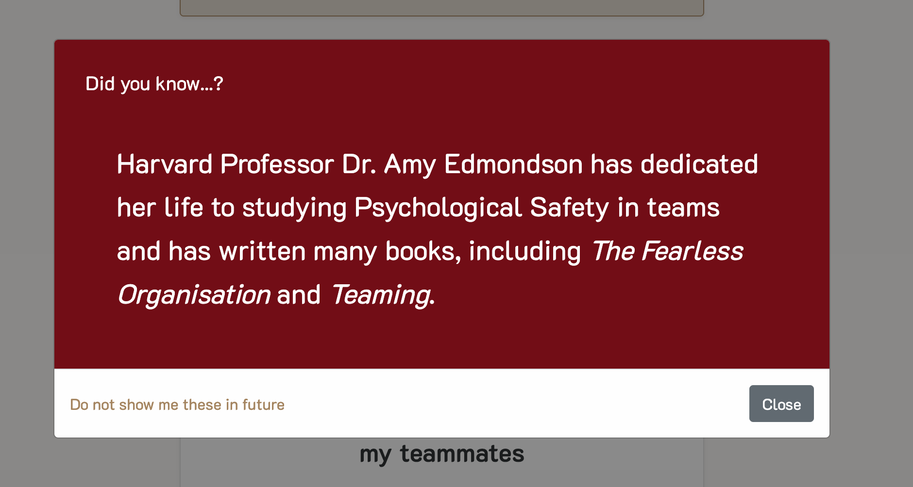Did you know? Harvard Professor Dr. Amy Edmondson has dedicated her life to studying Psychological Safety in teams